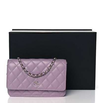 Chanel Lambskin Quilted Wallet On Chain WOC Light Purple 9 of 9