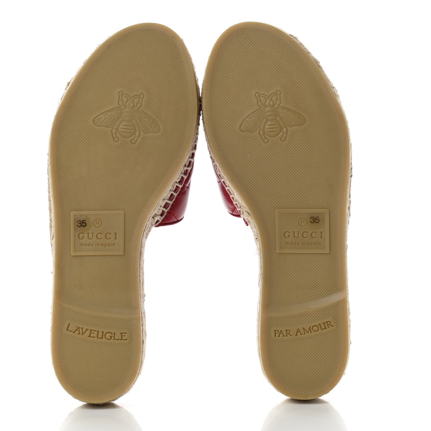 Gucci Nappa Matelasse GG Marmont Espadrille Slide Sandals 35 Hibiscus Red 5 of 9