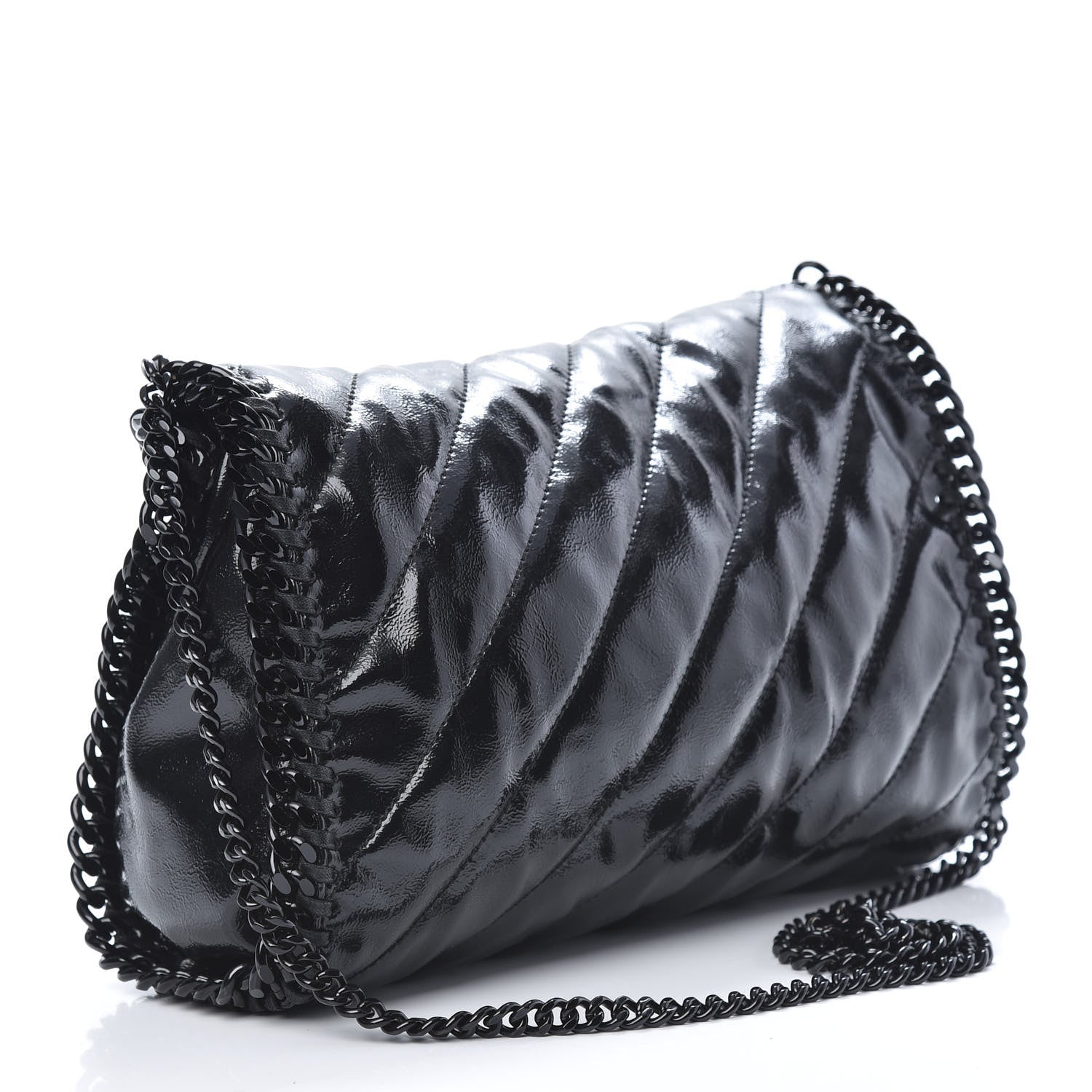 Stella McCartney Patent Eco Alter Nappa Quilted Mini Falabella Fold Over Tote Black 2 of 9