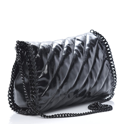 Stella McCartney Patent Eco Alter Nappa Quilted Mini Falabella Fold Over Tote Black 2 of 9