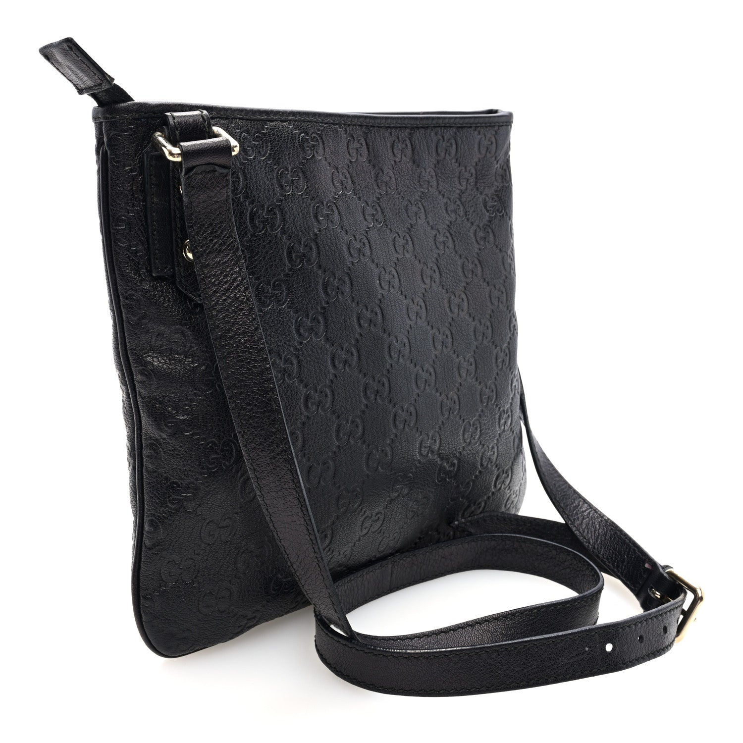 Gucci Guccissima Flat Messenger Bag Black 3 of 10