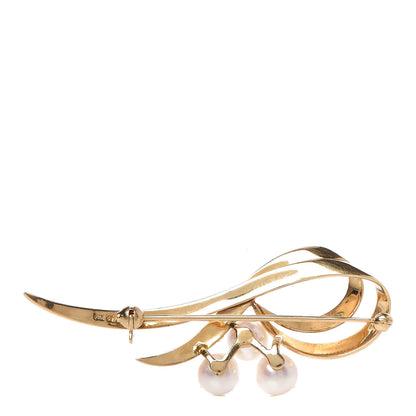 Mikimoto 18K Yellow Gold Akoya Pearl Brooch 3 of 4