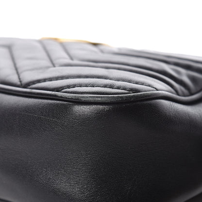 Gucci Calfskin Matelasse Small GG Marmont Chain Shoulder Bag Black 14 of 27