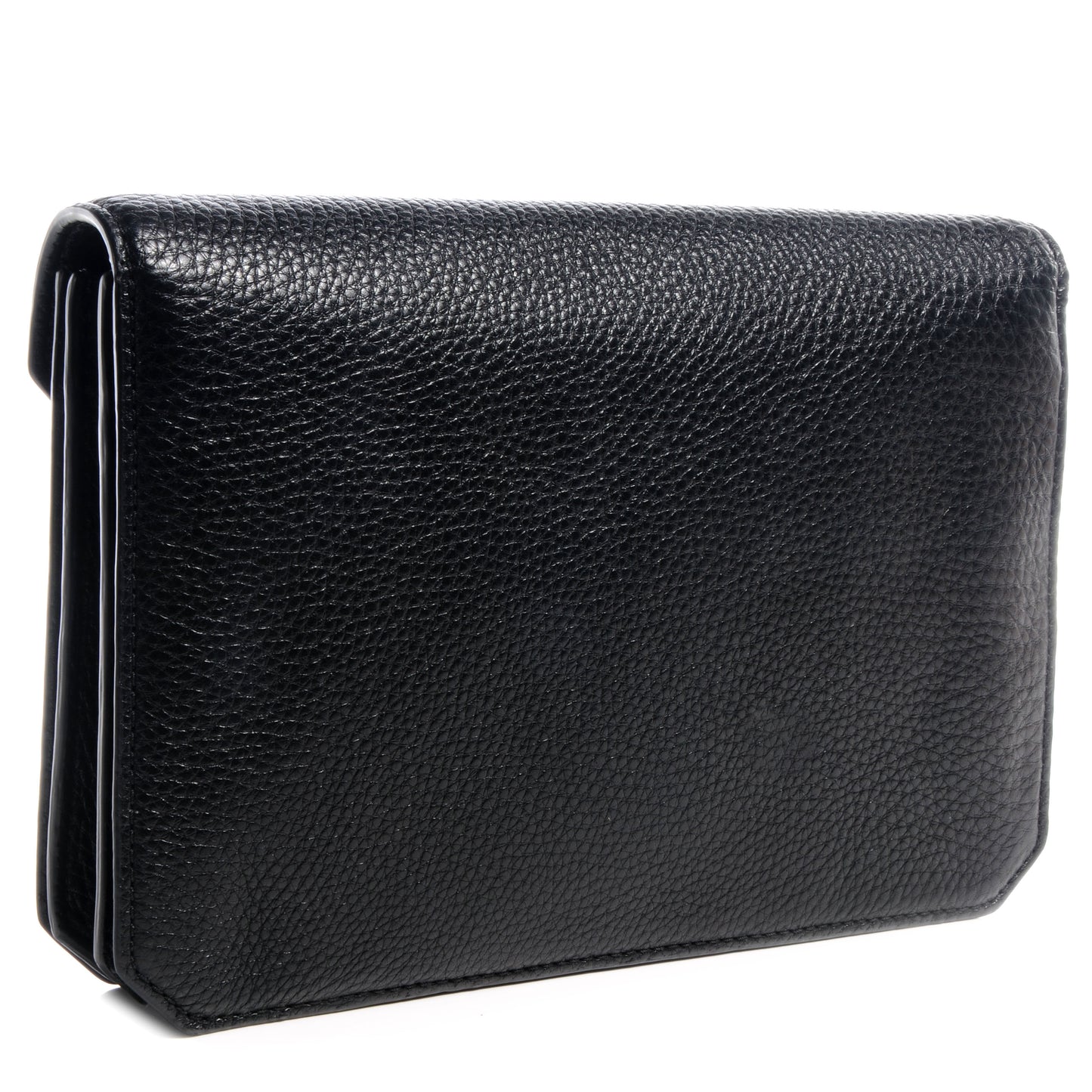 Soft Pebbled Prisma Skeletal Clutch Black