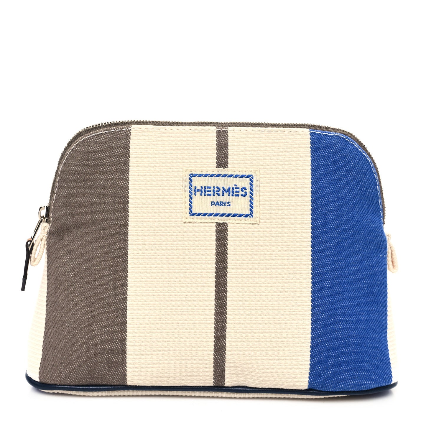 Cotton Stripe Bolide Rayures Rocabar Mini Travel Cosmetic Pouch Azur Etoupe