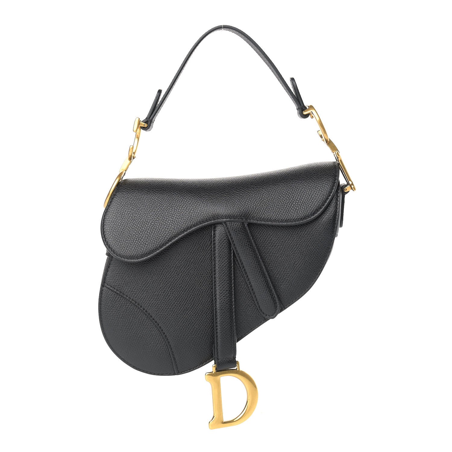 Christian Dior Grained Calfskin Mini Saddle Bag Black 1 of 8
