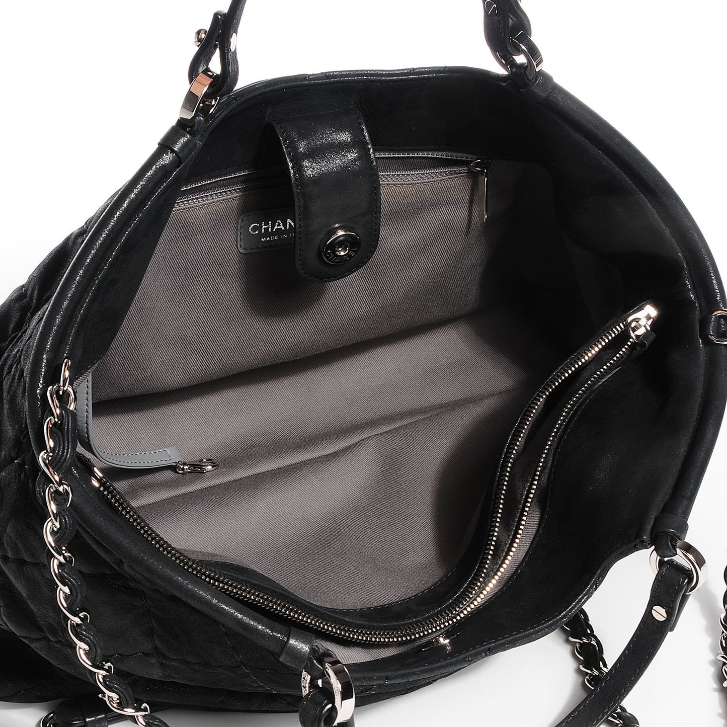 Iridescent Calfskin Small Sea Hit Tote Black