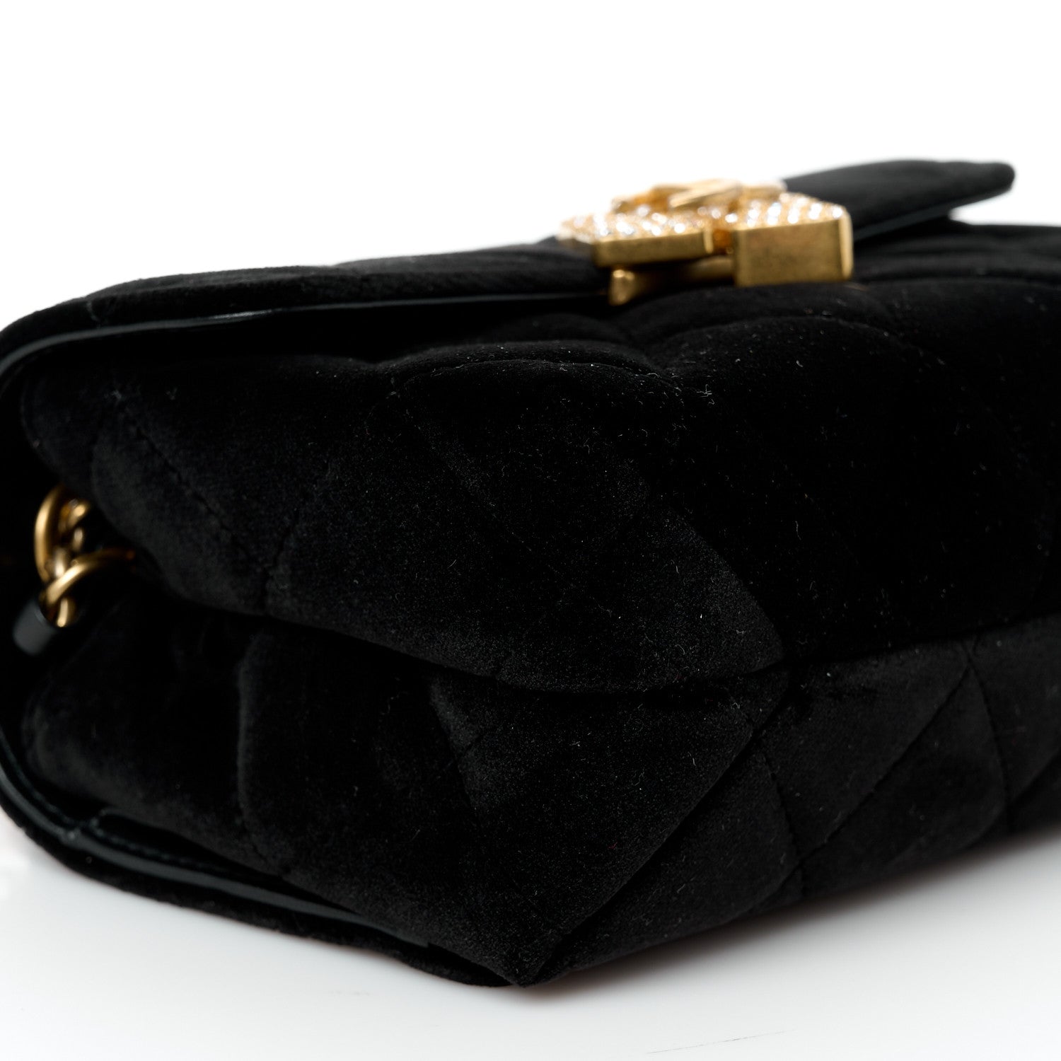Chanel Velvet Strass Diamond Lock Flap Black 8 of 9