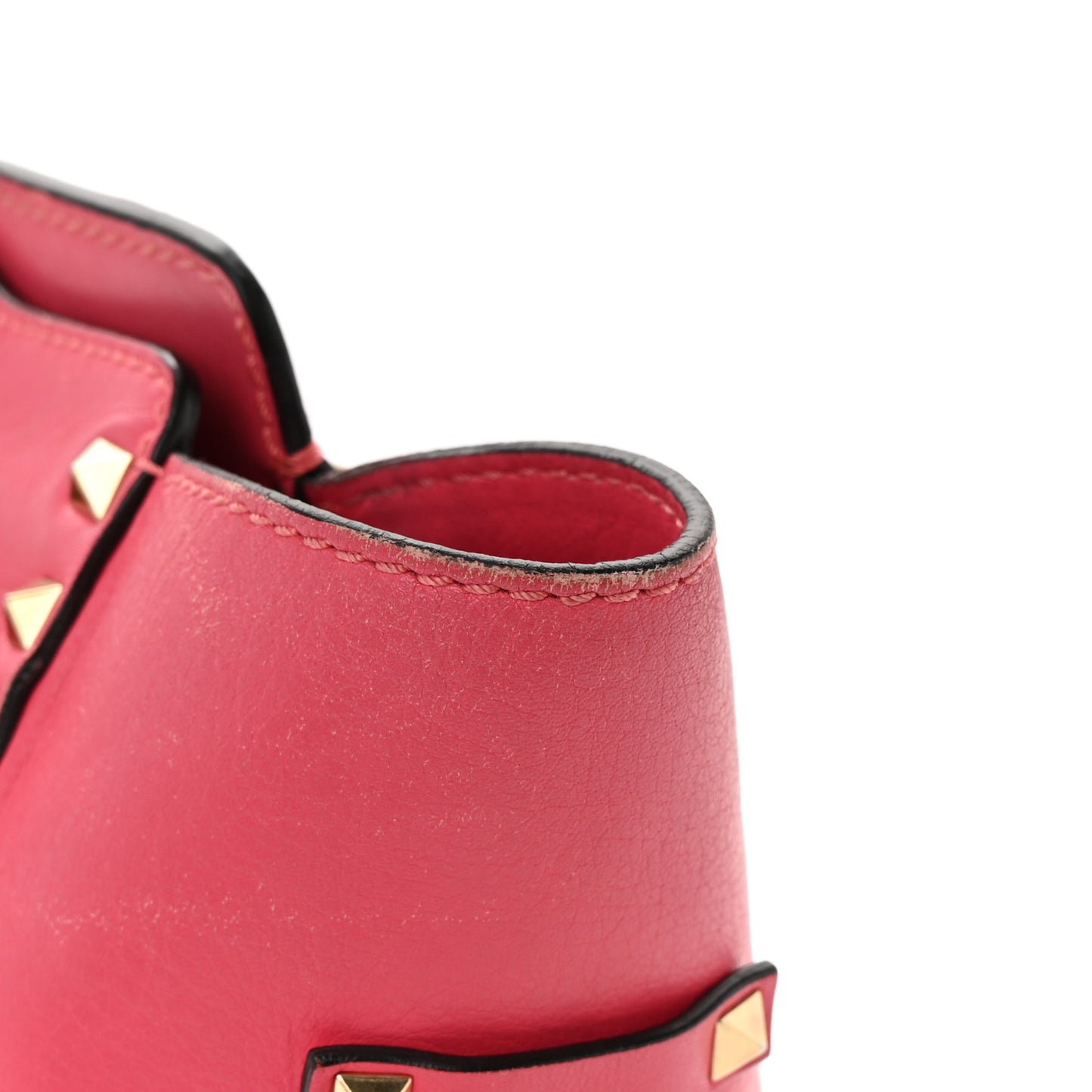 Vitello Small Rockstud Double Handle Tote Framboise