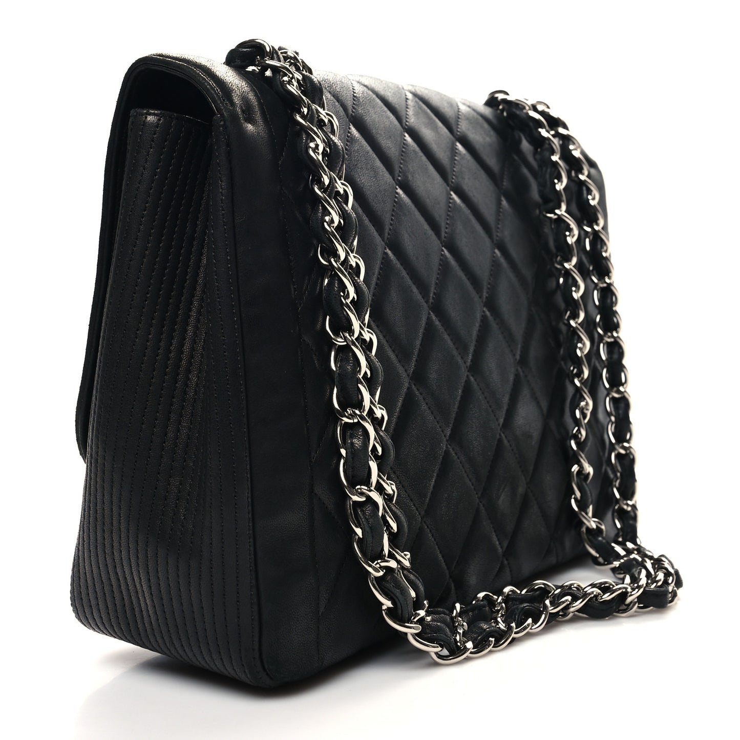 Lambskin Quilted Large Coco Rider Flap Black