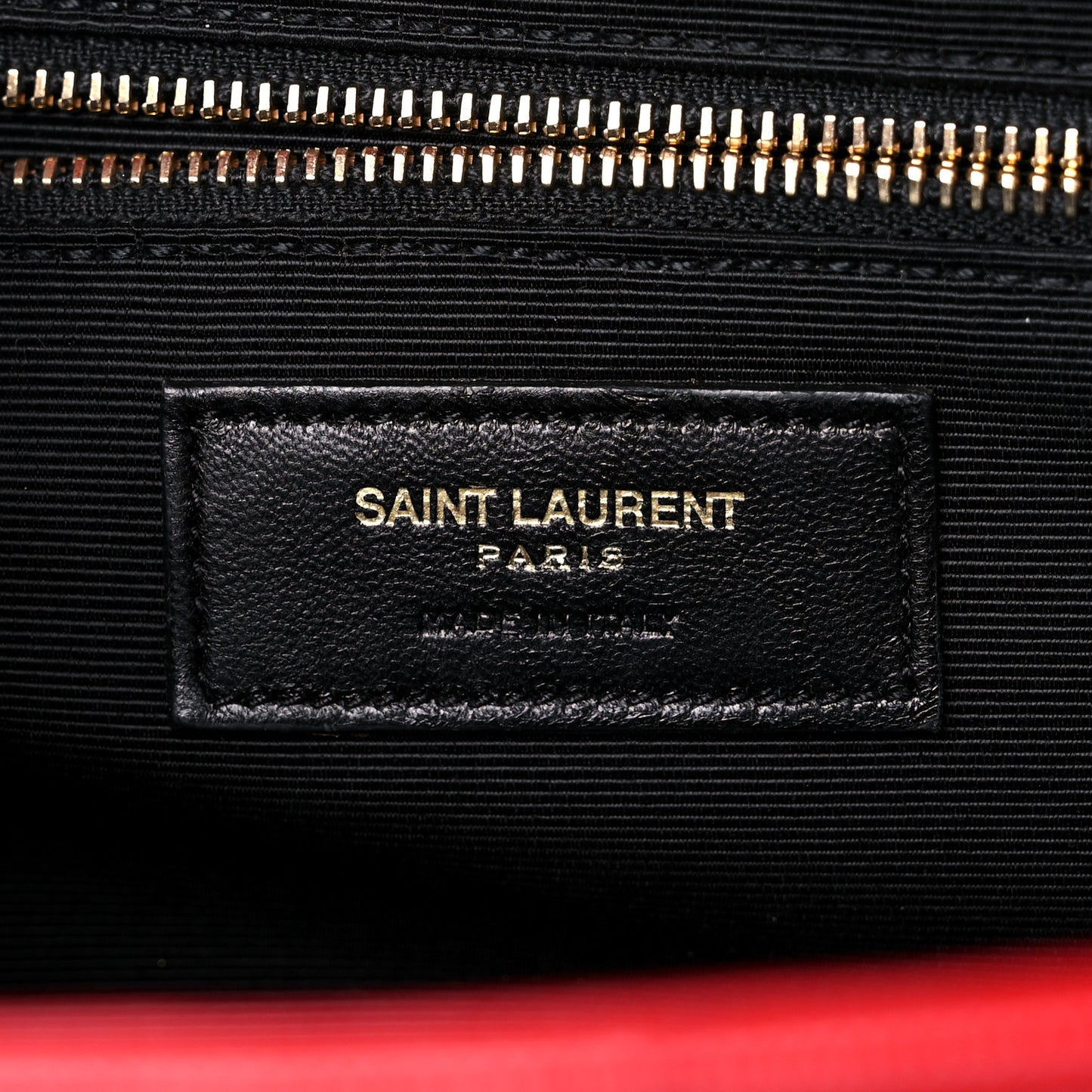 Grain De Poudre Matelasse Chevron Large Monogram Satchel Lipstick Red