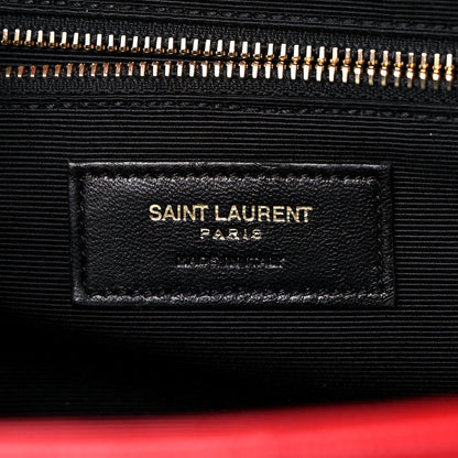 Saint Laurent Grain De Poudre Matelasse Chevron Large Monogram Satchel Lipstick Red 7 of 14