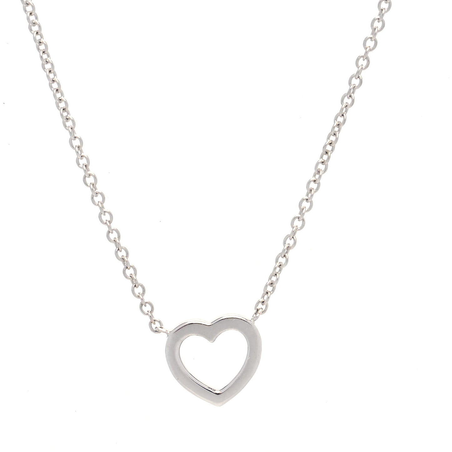 18K White Gold Diamond Metro Heart Pendant Necklace