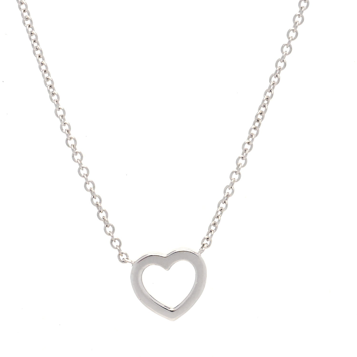 Tiffany 18K White Gold Diamond Metro Heart Pendant Necklace 4 of 6