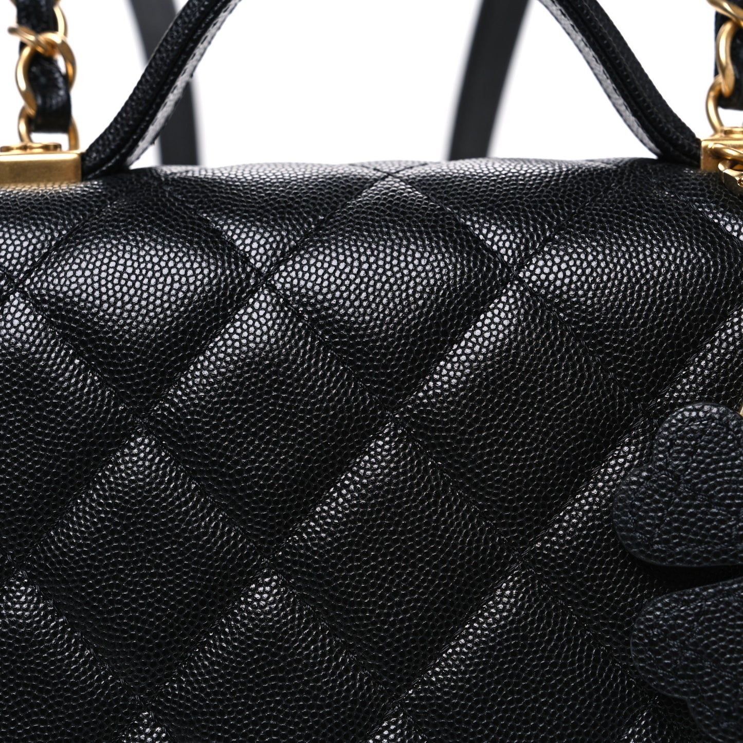 Caviar Quilted Small School Memory Top Handle Flap Black