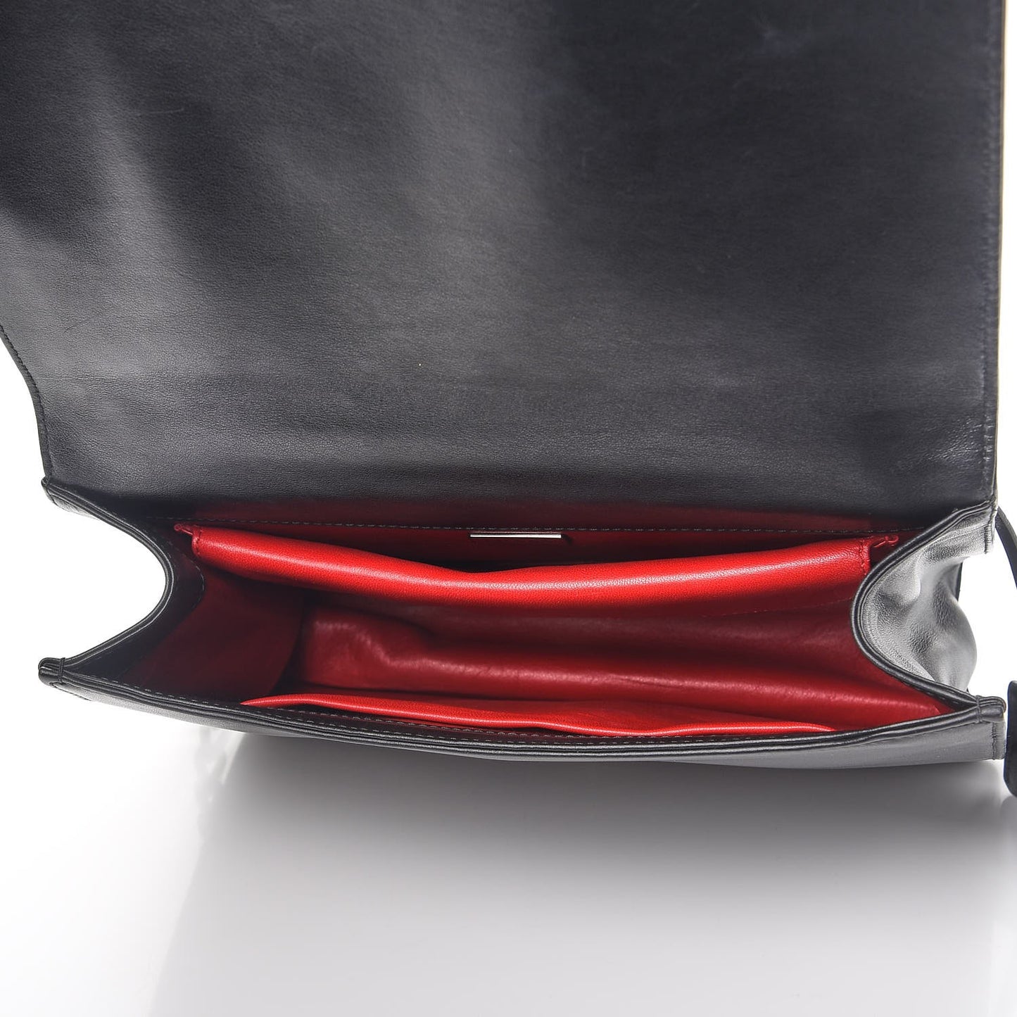 Soft Calf Grommet Lock Flap Chain Shoulder Bag Black