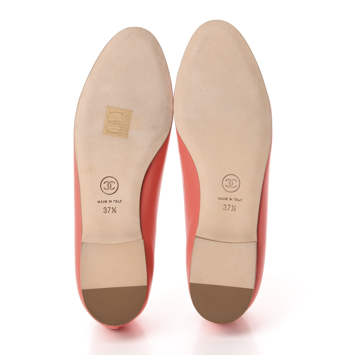 Chanel Lambskin Cap Toe CC Ballerina Flats 37.5 Coral 6 of 10