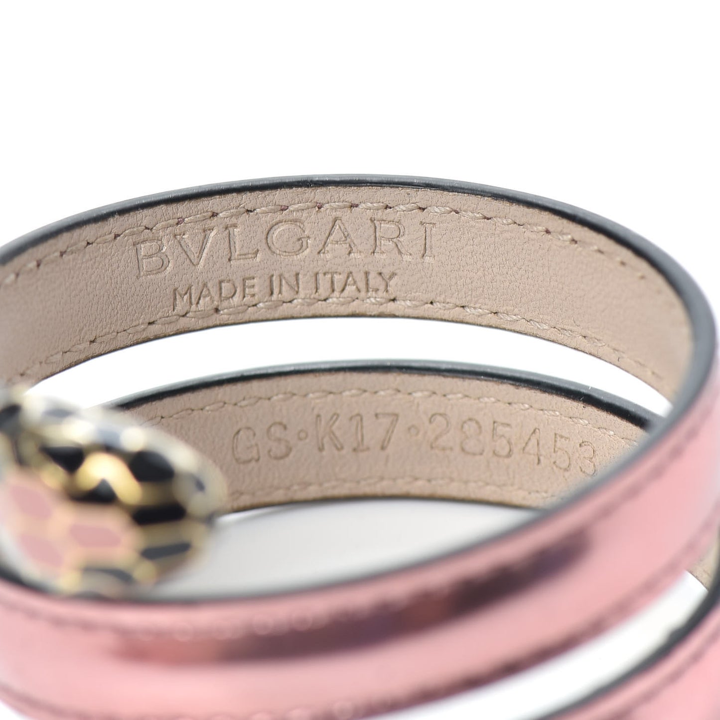 Metallic Calfskin Serpenti Forever Double Coil Cleopatra Bracelet Pink