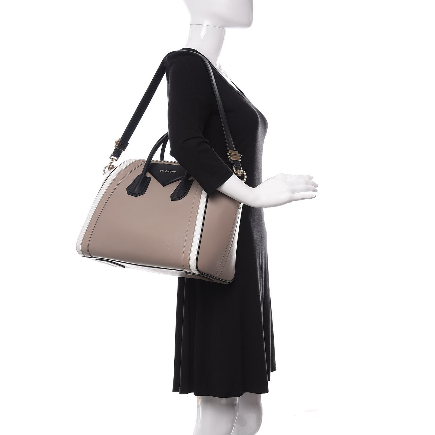 Calfskin Medium Tri-Color Antigona Beige Black White