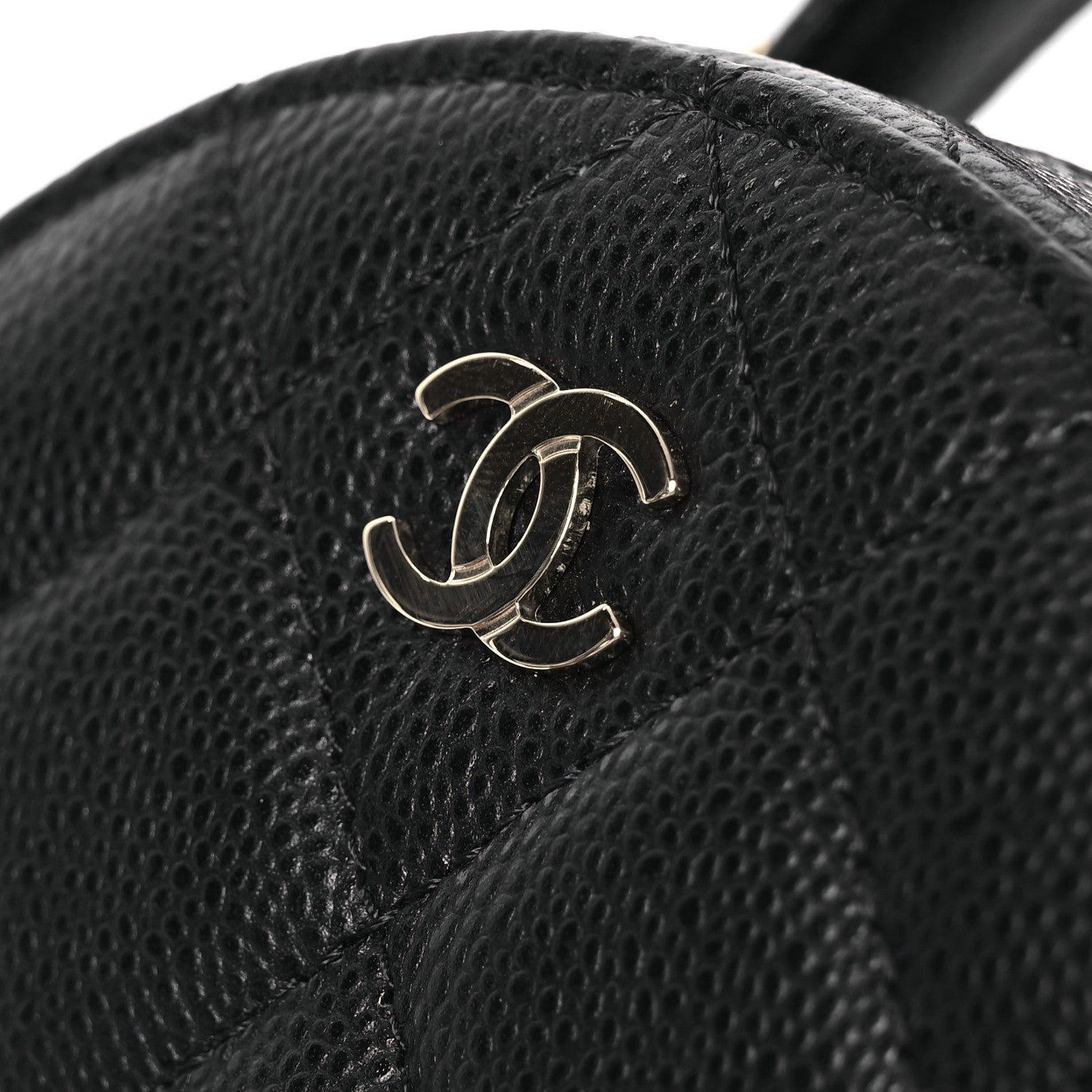 Chanel Caviar Quilted Round Top Handle Jewelry Case With Chain Black 15 of 16