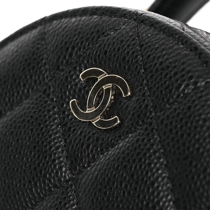 Chanel Caviar Quilted Round Top Handle Jewelry Case With Chain Black 15 of 16