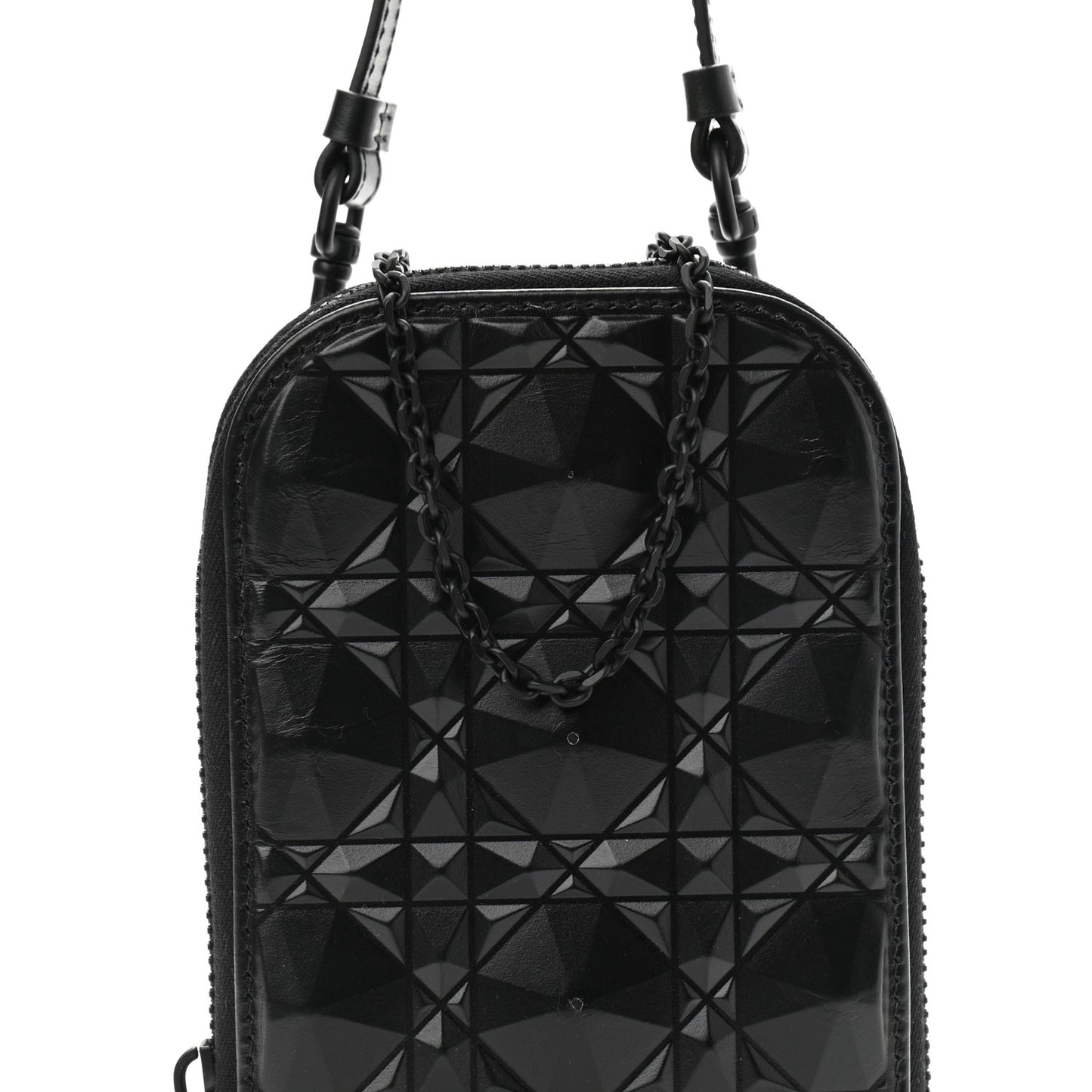 Calfskin Cannage Diamond Cannage Phone Holder Black