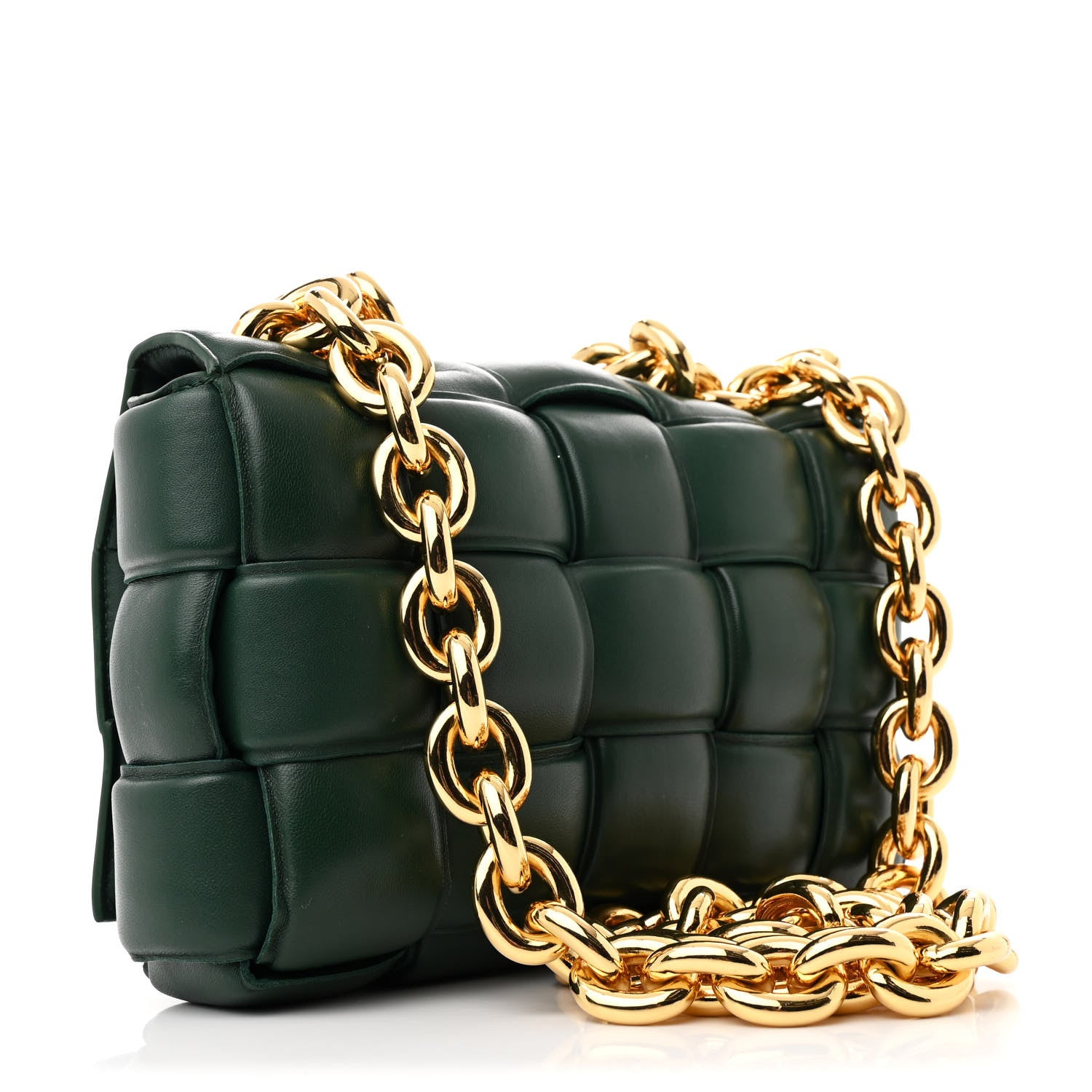 Bottega Veneta Lambskin Maxi Intreccio Padded Chain Cassette Crossbody Bag Raintree 3 of 11
