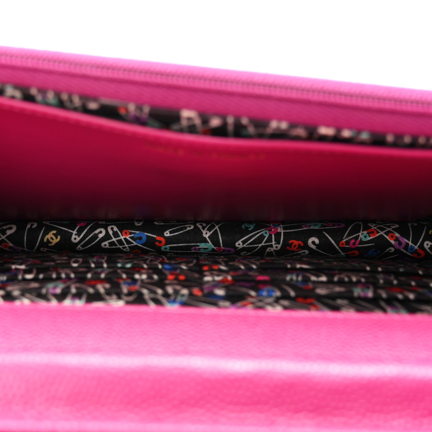 Chanel Caviar Quilted Chain Embossed CC Wallet On Chain WOC Fuchsia 5 of 12