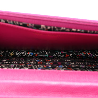 Chanel Caviar Quilted Chain Embossed CC Wallet On Chain WOC Fuchsia 5 of 12