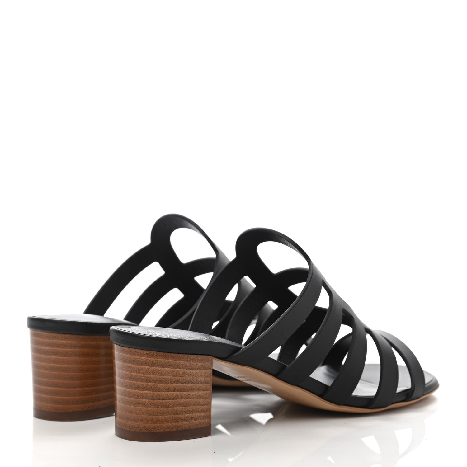 Hermes Calfskin Celena 50 Sandals 36 Black 3 of 4