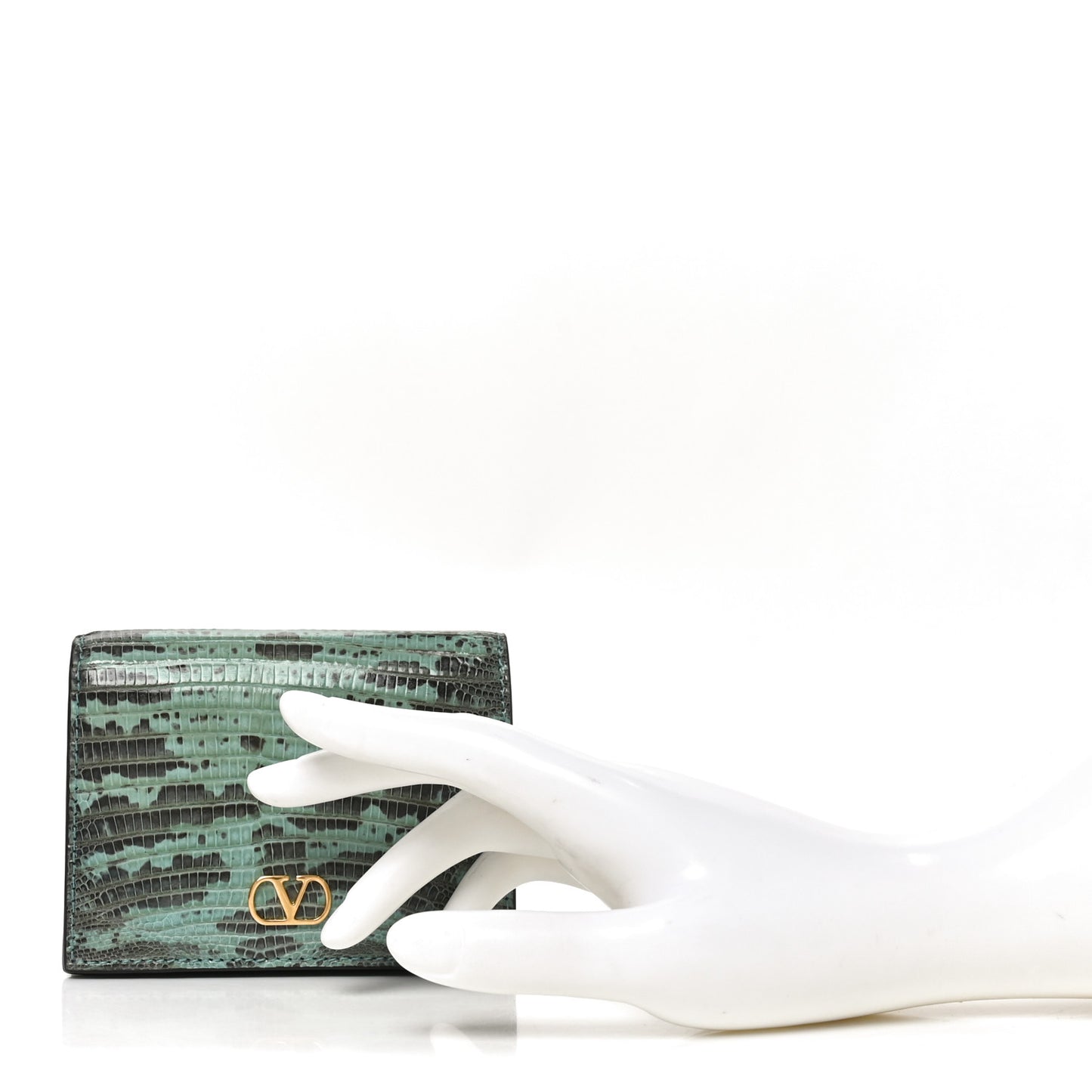 Lizard Embossed Vlogo Bi-Fold  Green