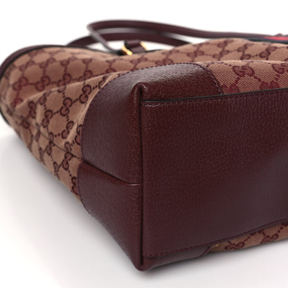 Gucci Monogram Textured Dollar Calfskin Web Medium Ophidia Shopping Tote Sahara Rubino Chardonnay 7 of 8