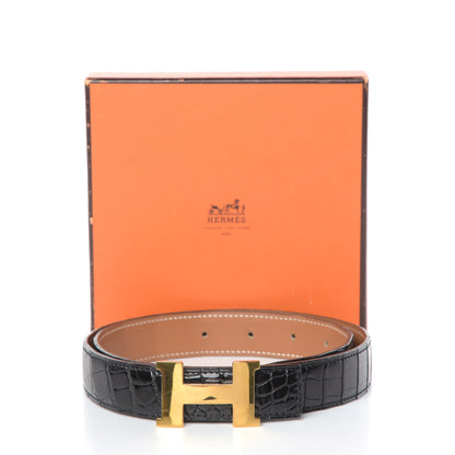Hermes Shiny Porosus Crocodile 32mm Constance Belt 70 Black 8 of 8