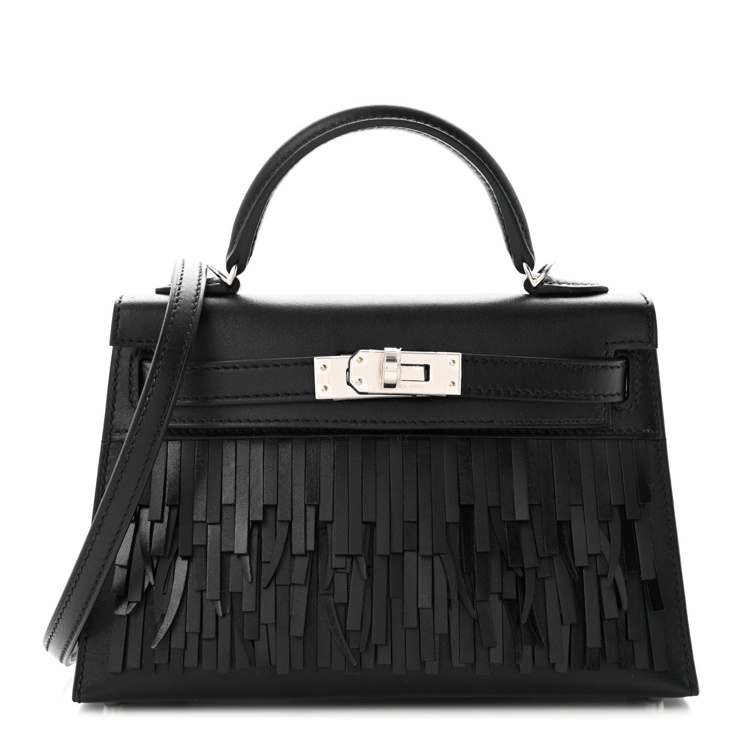 Hermes Tadelakt Sombrero Box Pampilles Mini Kelly Sellier 20 Black 2 of 19