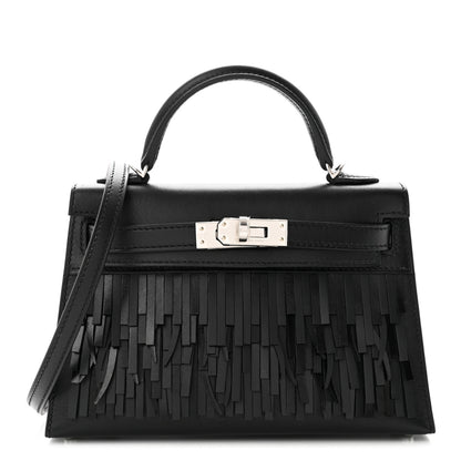 Hermes Tadelakt Sombrero Box Pampilles Mini Kelly Sellier 20 Black 2 of 19