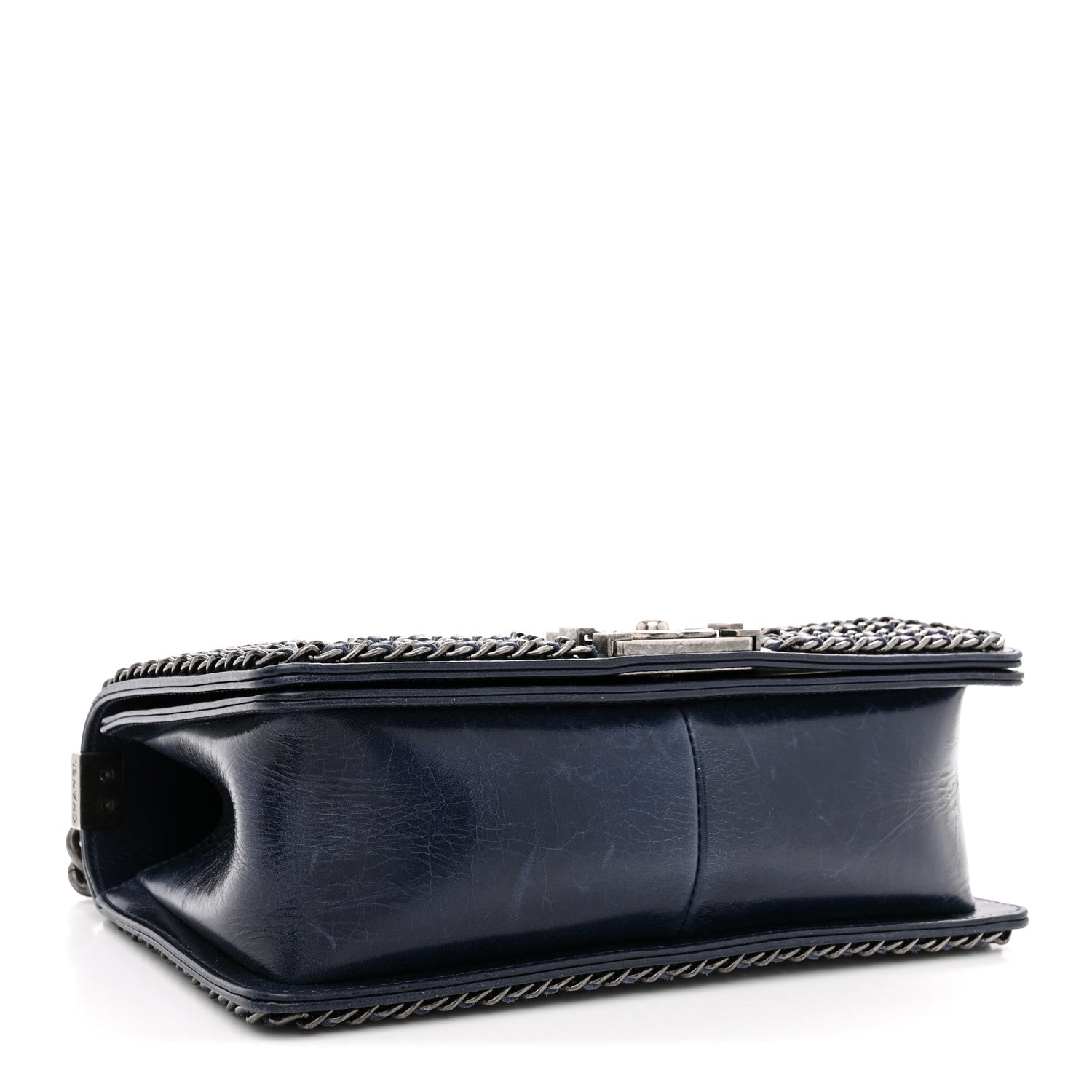 Chanel Glazed Calfskin Quilted Medium Boy Chained Flap Blue 4 of 10