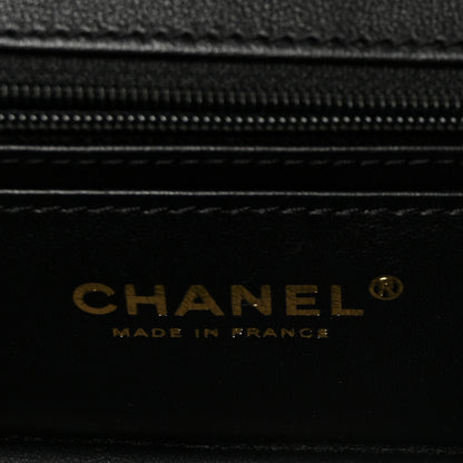 Chanel Shiny Calfskin Quilted Top Handle Box Bag Black 6 of 10