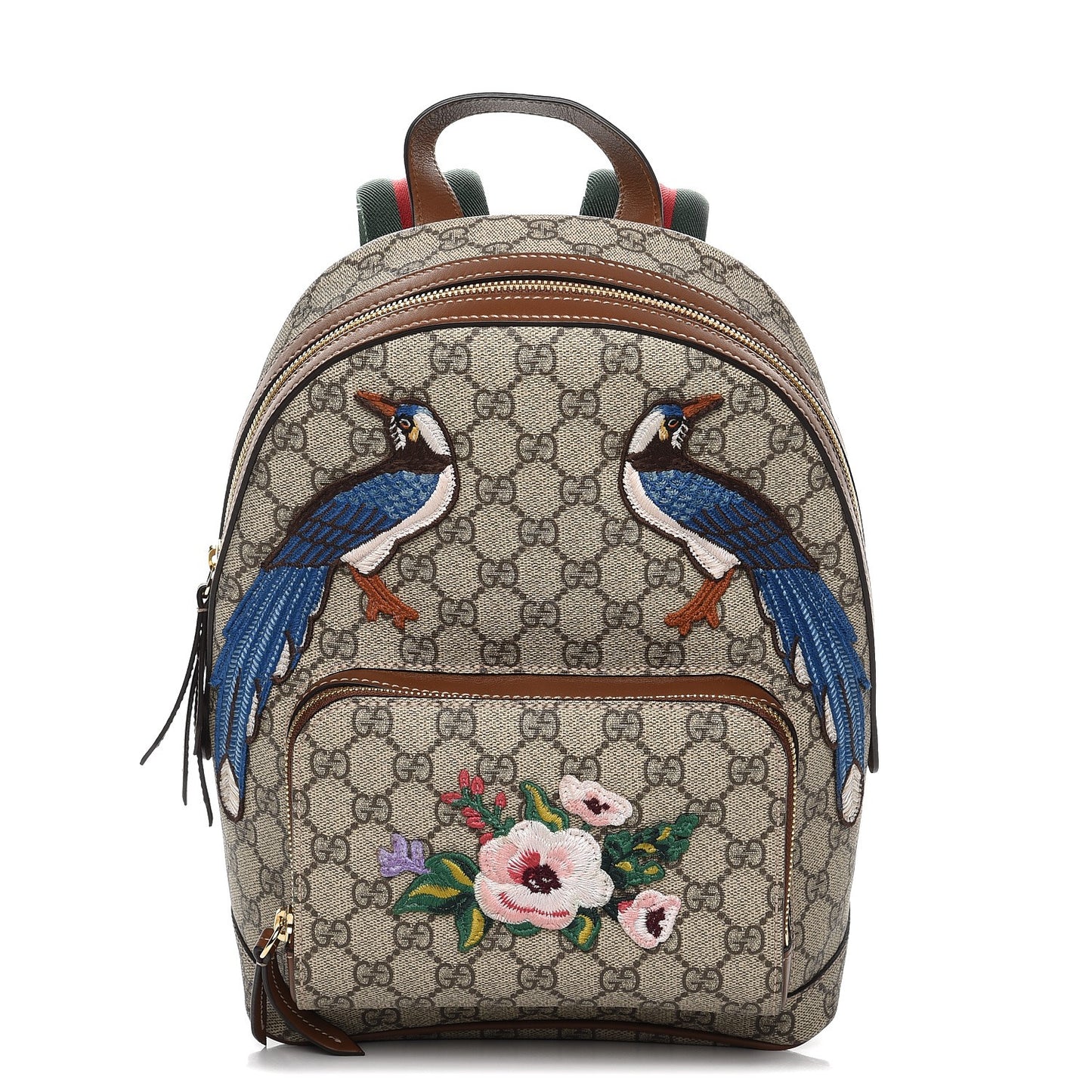 GG Supreme Monogram Web Garden Collection Embroidered Small Day Backpack Beige Tuscany