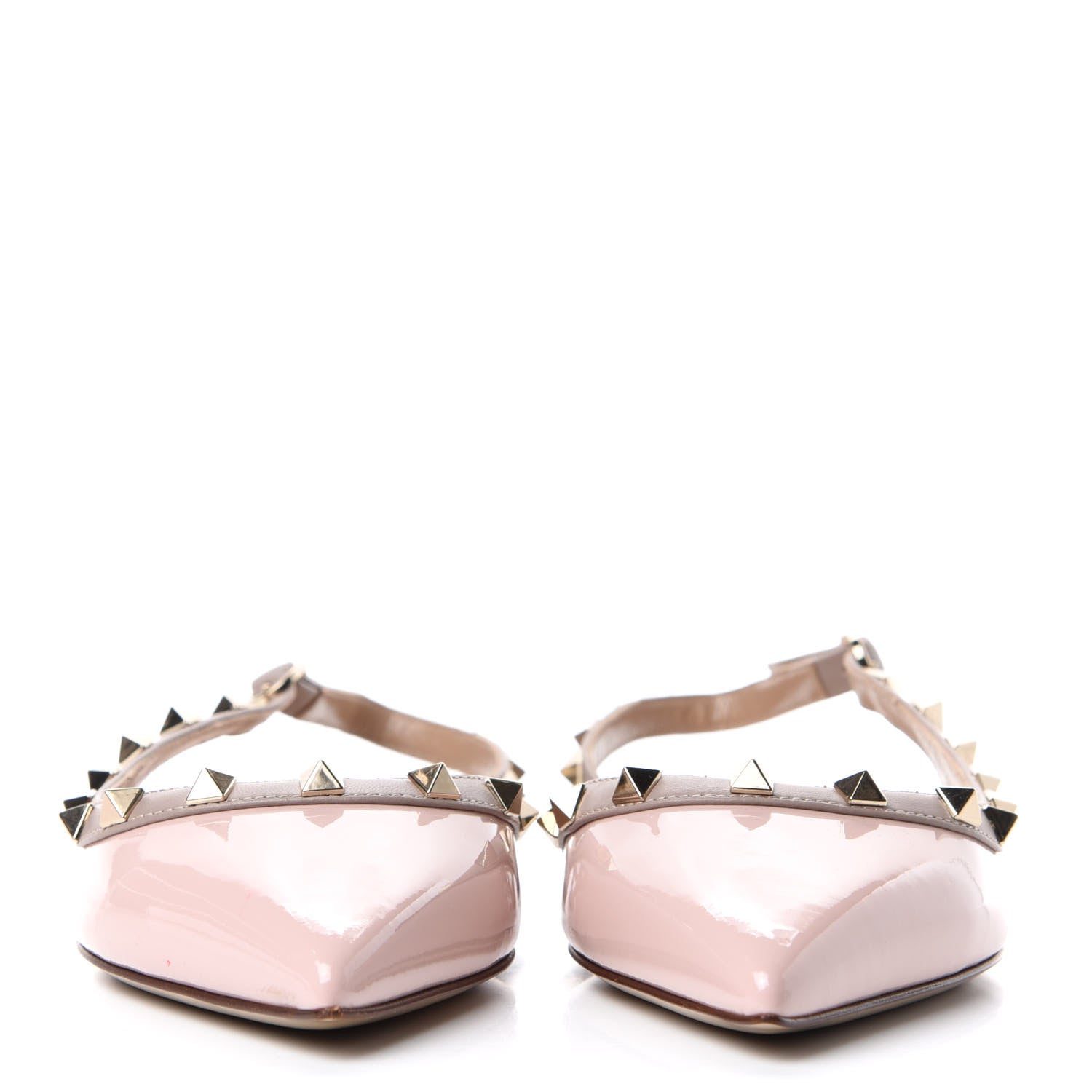 Valentino Garavani Patent Rockstud Slingback Flats 37.5 Water Rose Poudre 2 of 11