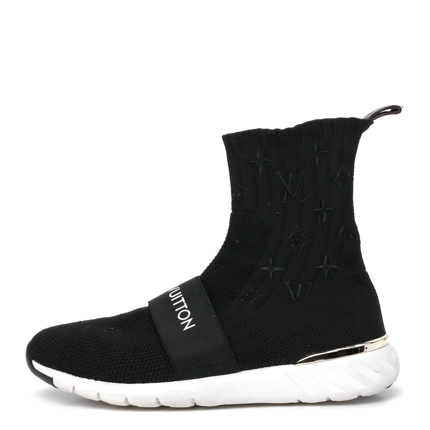 Louis Vuitton Monogram Stretch Fabric Aftergame Sneaker Boots 37 Black 1 of 5