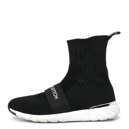 Louis Vuitton Monogram Stretch Fabric Aftergame Sneaker Boots 37 Black 1 of 5