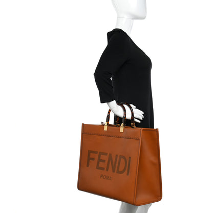 Fendi Vitello King Plexiglass Medium Fendi Sunshine Shopper Tote Cuoio 2 of 14