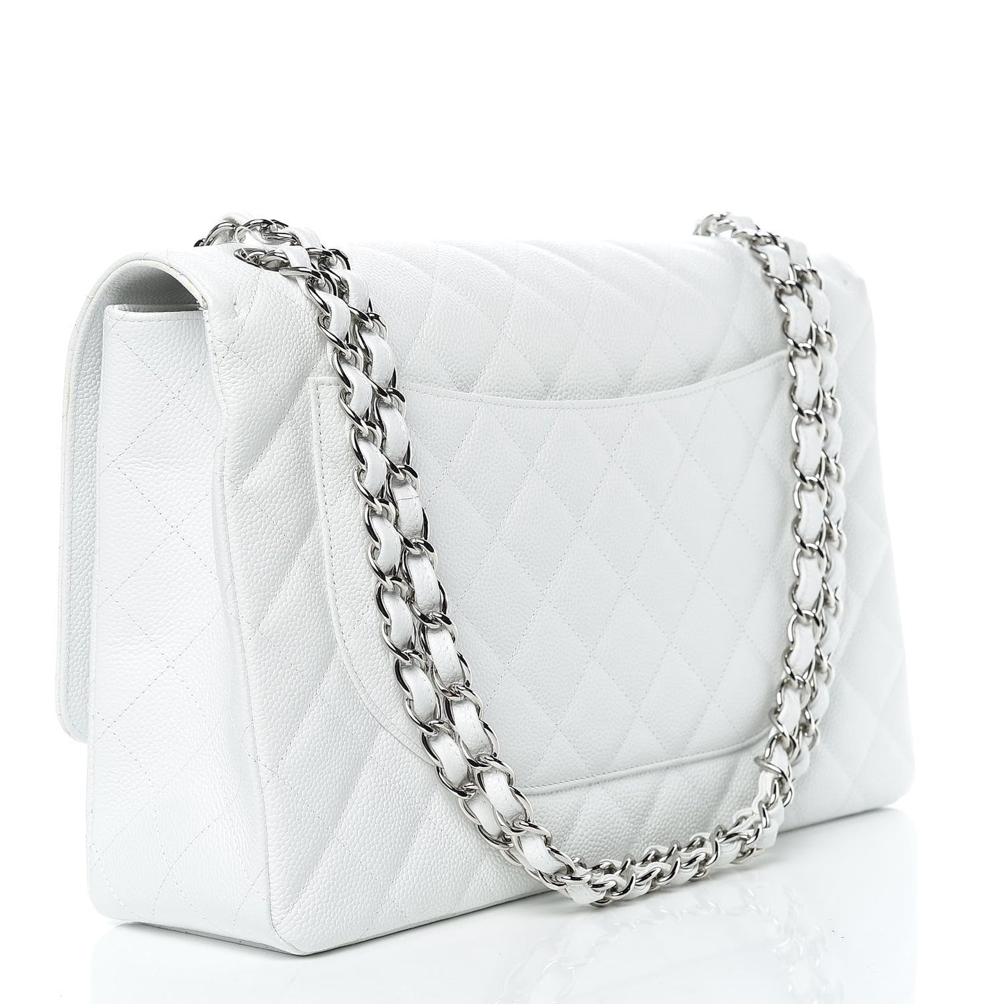 Caviar Quilted Maxi Single Flap White