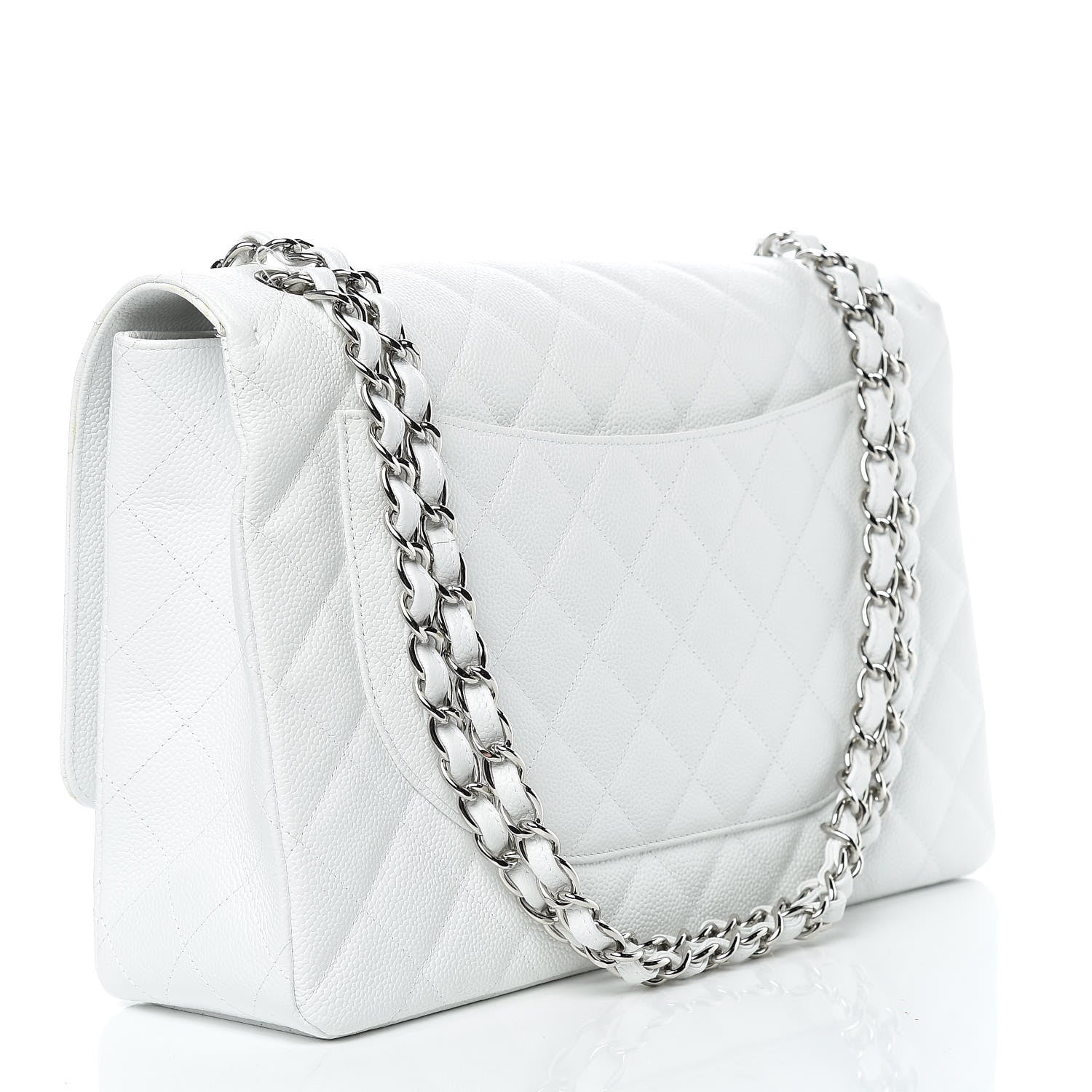 Chanel Caviar Quilted Maxi Single Flap White 4 of 19