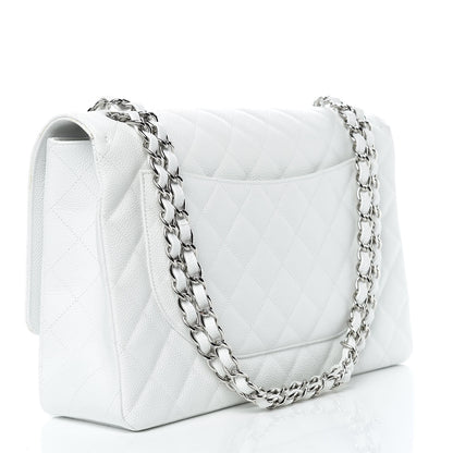 Chanel Caviar Quilted Maxi Single Flap White 4 of 19