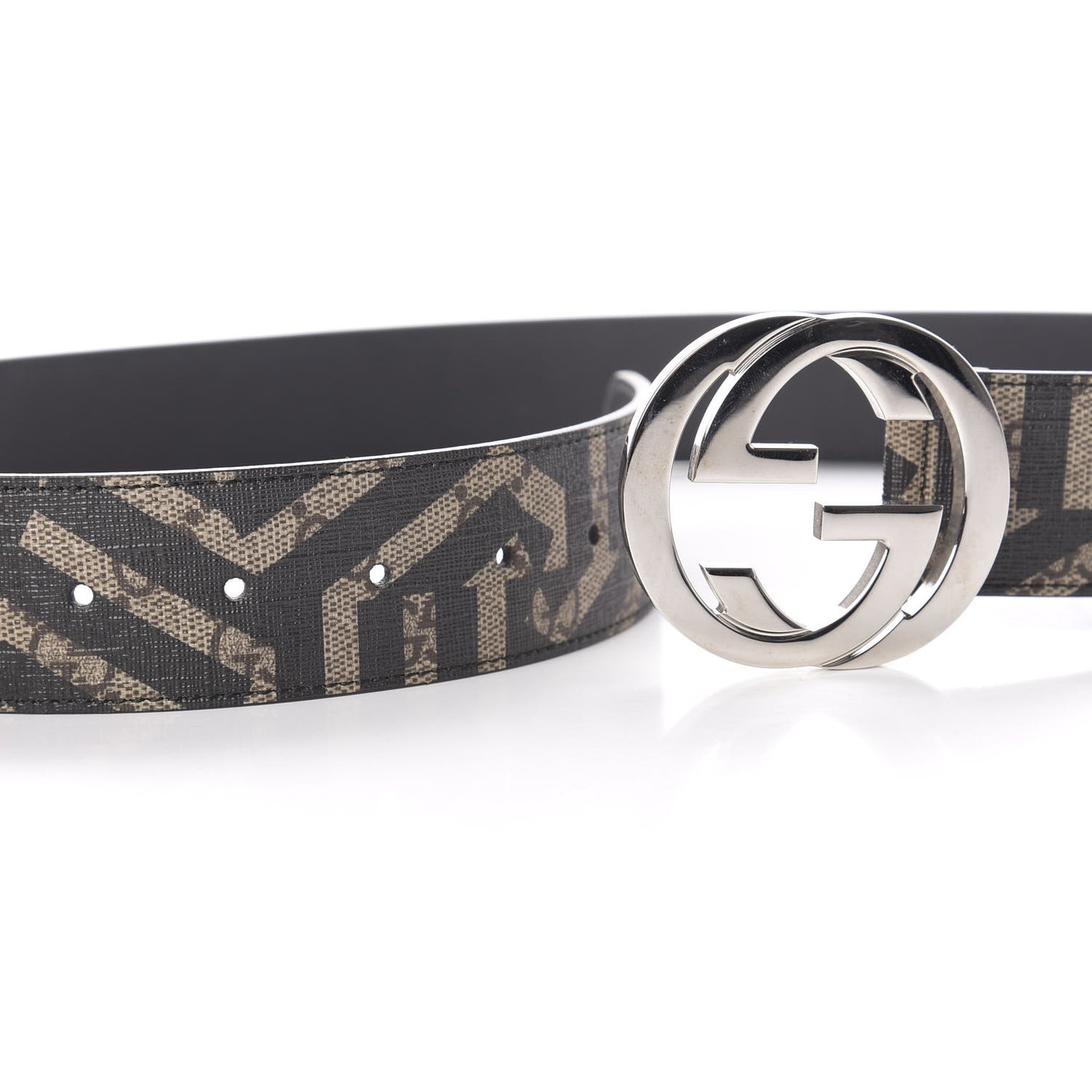 GG Supreme Monogram Caleido Interlocking G Belt 90 36 Dark Brown