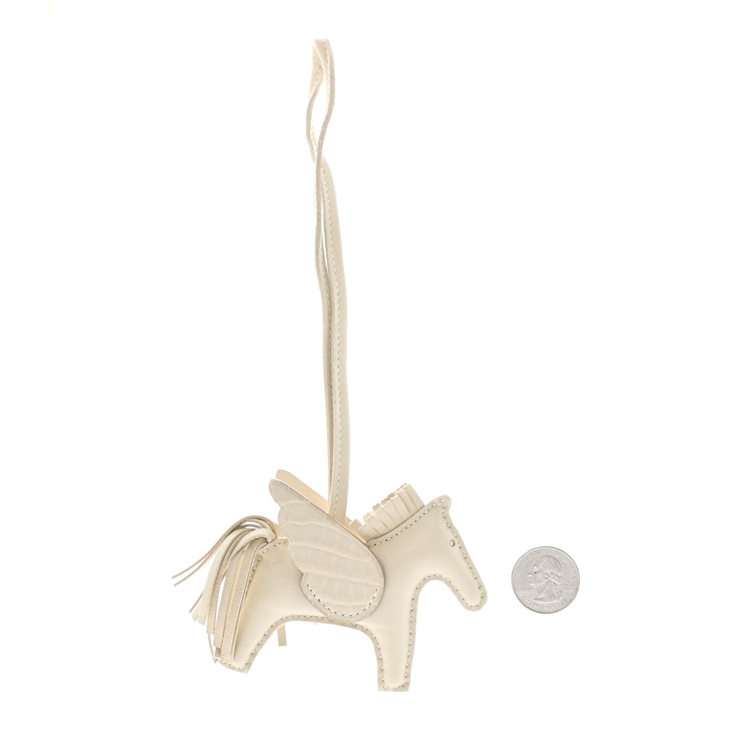 Milo Lambskin Matte Alligator Touch Grigri Rodeo Pegase Horse Bag Charm PM Craie Nata Beton