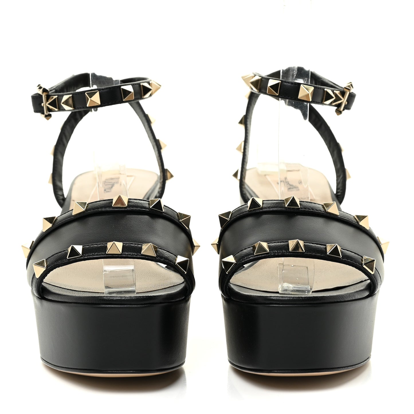 Calfskin Rockstud 35/75mm Platform Sandals 37 Black
