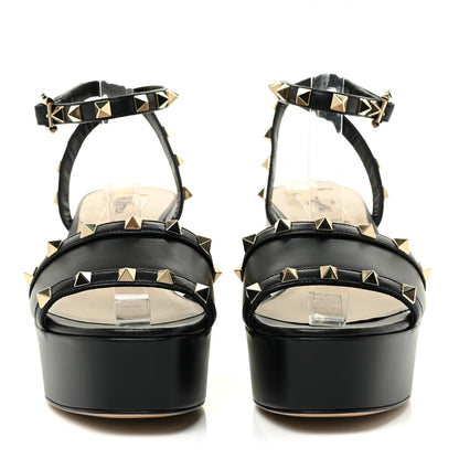 Valentino Garavani Calfskin Rockstud 35/75mm Platform Sandals 37 Black 2 of 12