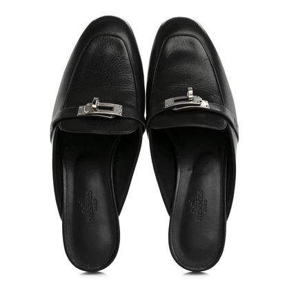 Hermes Goatskin Oz Mules 39 Black 2 of 12